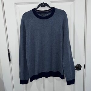 Ted Baker Crewneck Textured Sleev Cotton Blend Pullover Sweater Size XL (5) Blue